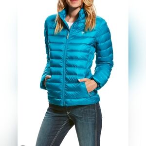 NWOT Ariat Women's M Ideal Down Puffer Jacket Teal Packable Ultra Light
